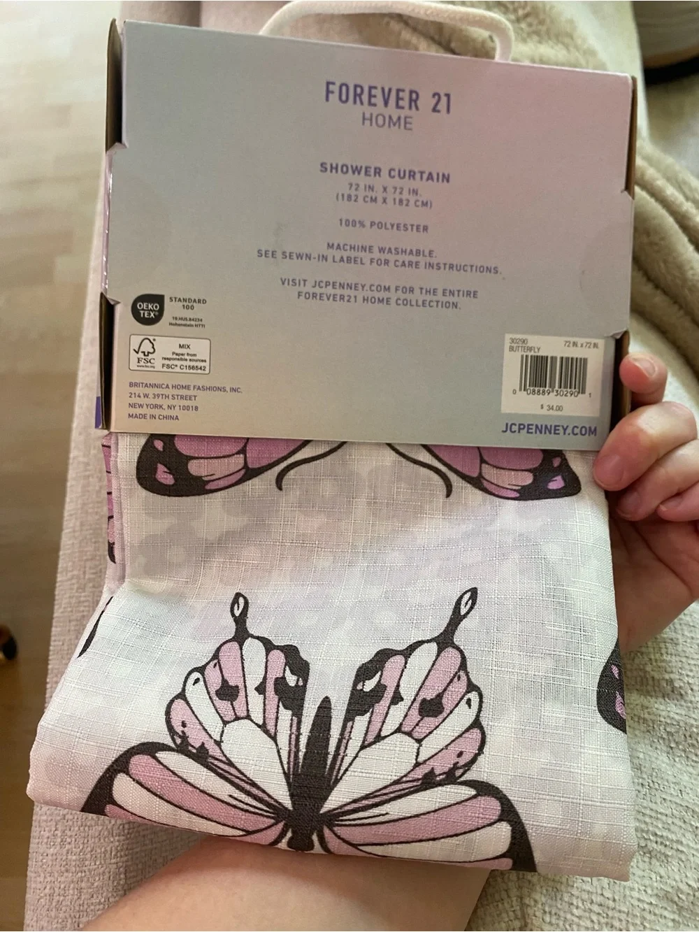 NEW Forever 21 Home Butterfly Shower Curtain